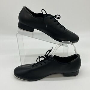 So Danca Tap Shoes Black Lace Up Womens W 10.5 L Leather Split Sole Metal Taps